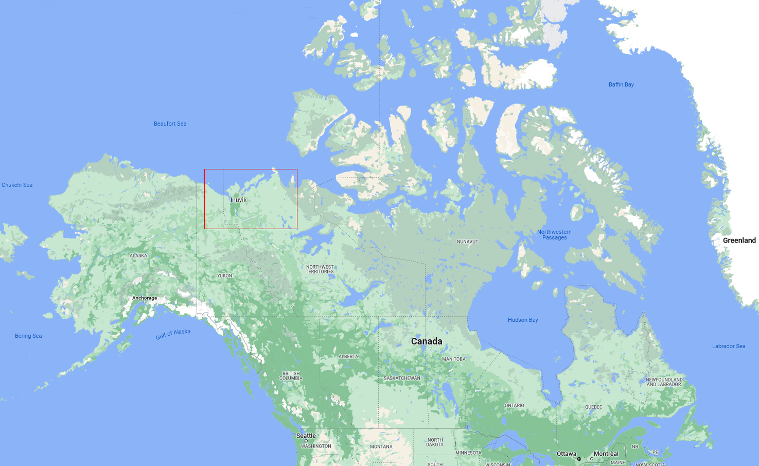 Canada, région Inuvialuit indiquée dans le rectangle rouge
Keywords: inuvaluit;inuit;inuit du canada